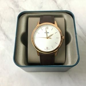 Fossil Minimalist Leather Brown/Gold Men’s NWT